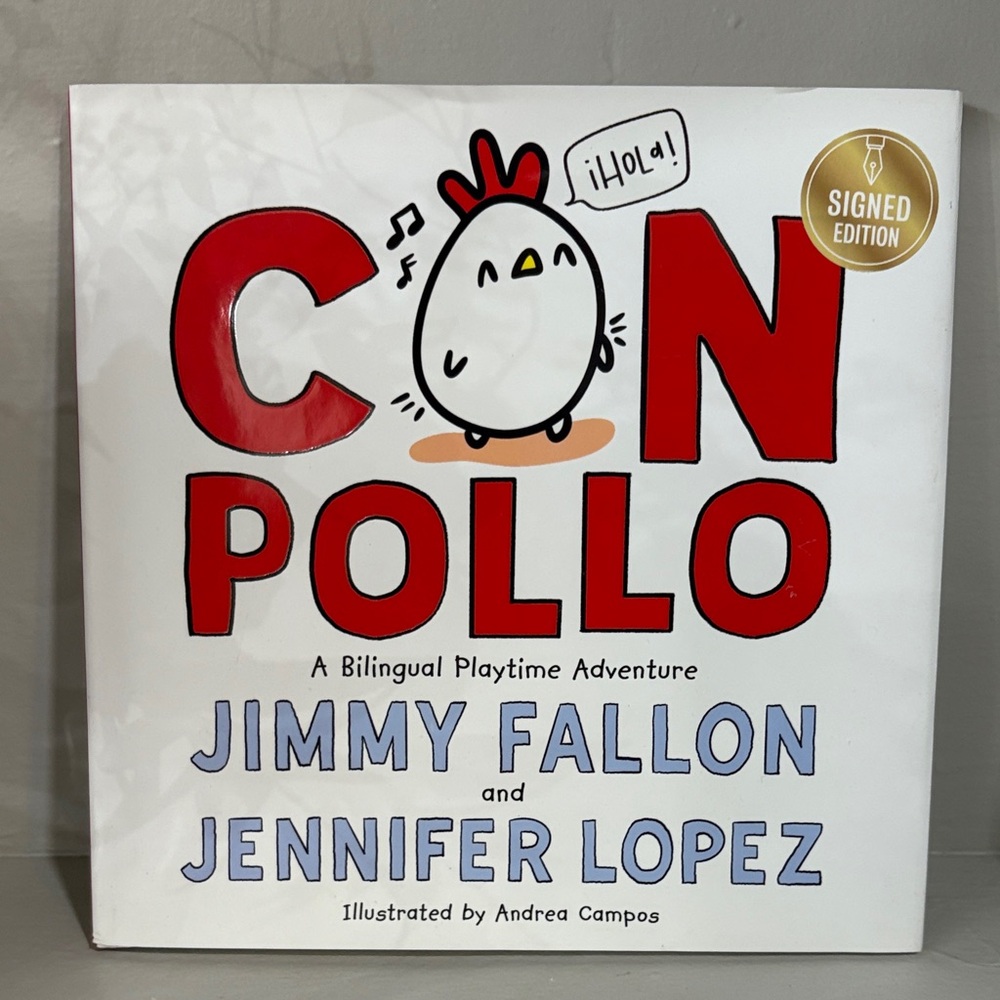 Con Pollo by Jimmy Fallon & Jennifer Lopez - White & Red Cover (Signed Edition)